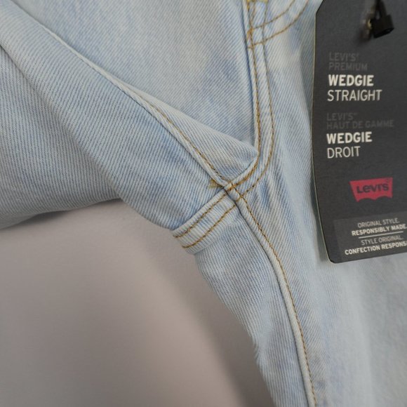 ❌SOLD❌ LEVI'S Wedgie Straight Jeans Light Blue Acid wash High Rise Denim 25X26 - Picture 8 of 14